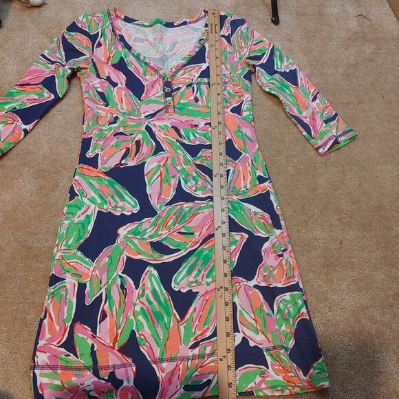 Lilly Pulitzer Size Extra Small XS 100% Pima Cotton Palmetta Dress Vias Print - Picture 11 of 11